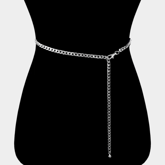 Silver Multi Layered Strand Metal Link Chains Belt Fashion Statement Accessories - Picture 2 of 3